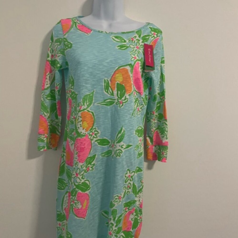 Lilly Pulitzer XS Marlowe Dress Pool Pink Lemonade 3/4 Sleeve NWT